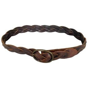 GAP Vintage Boho Leather Woven Braided Belt Oval Buckle M